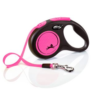 Flexi New Neon Extending Dog Lead Tape 5m Pink Small