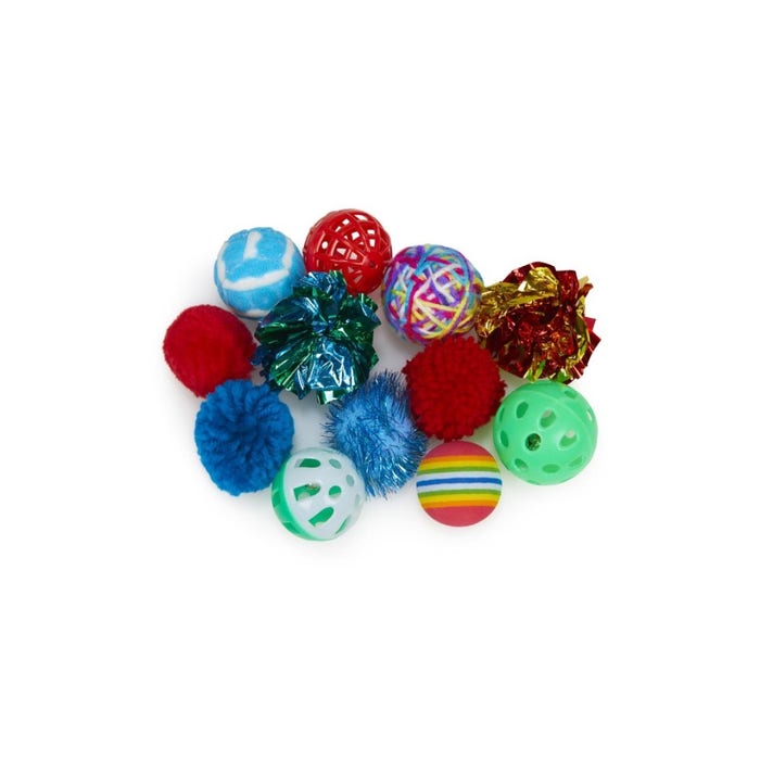 Petface Catkins Assorted Balls Cat Toy 12 Pack